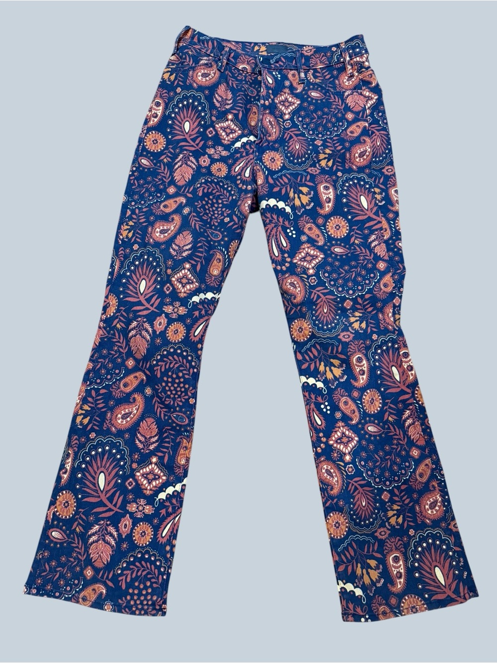 MOTHER Second Chance Hustler Flood Navy Paisley Bootcut Jeans - Picture 5 of 9